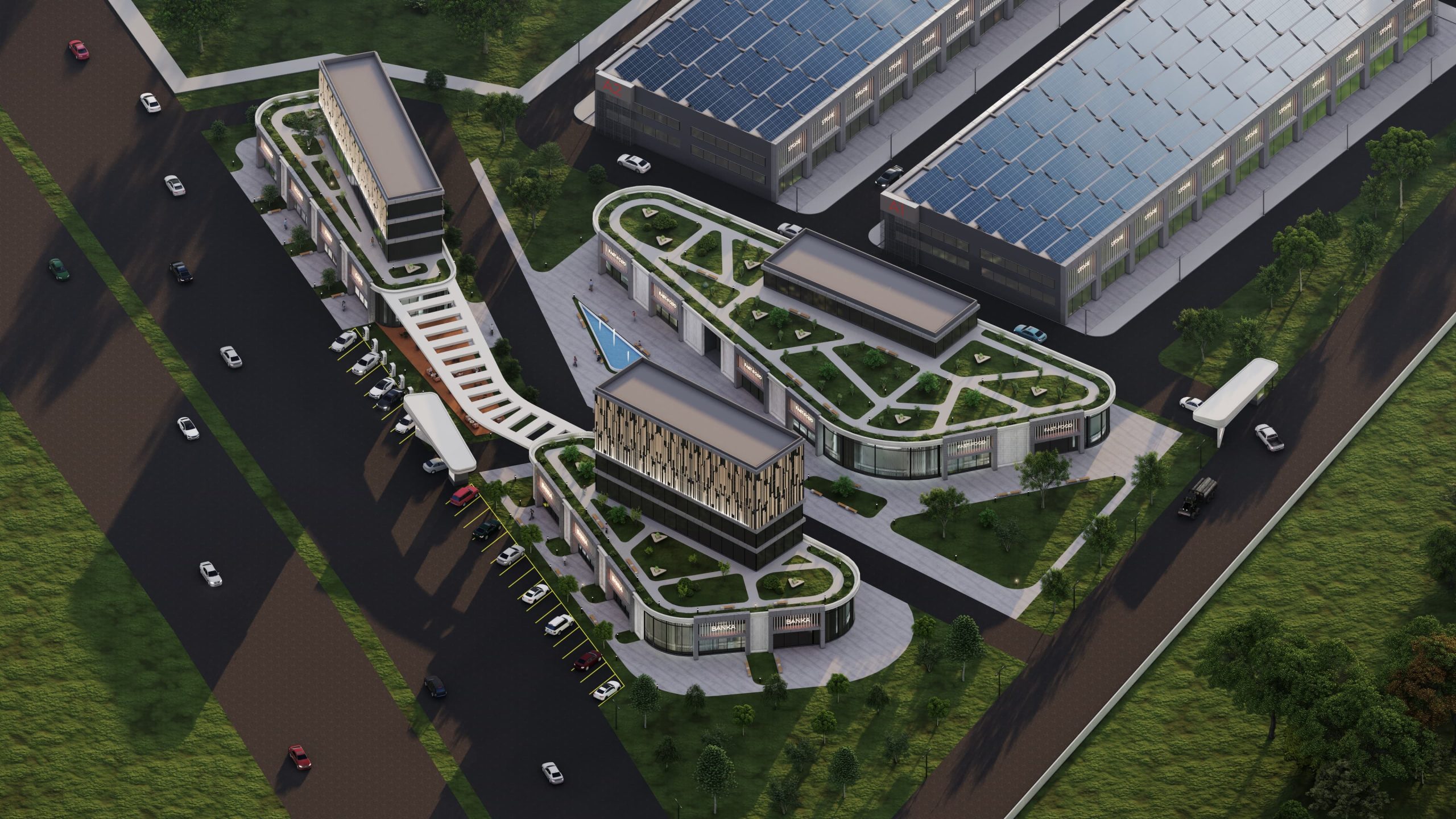 Osiaş modern mimari render görseli