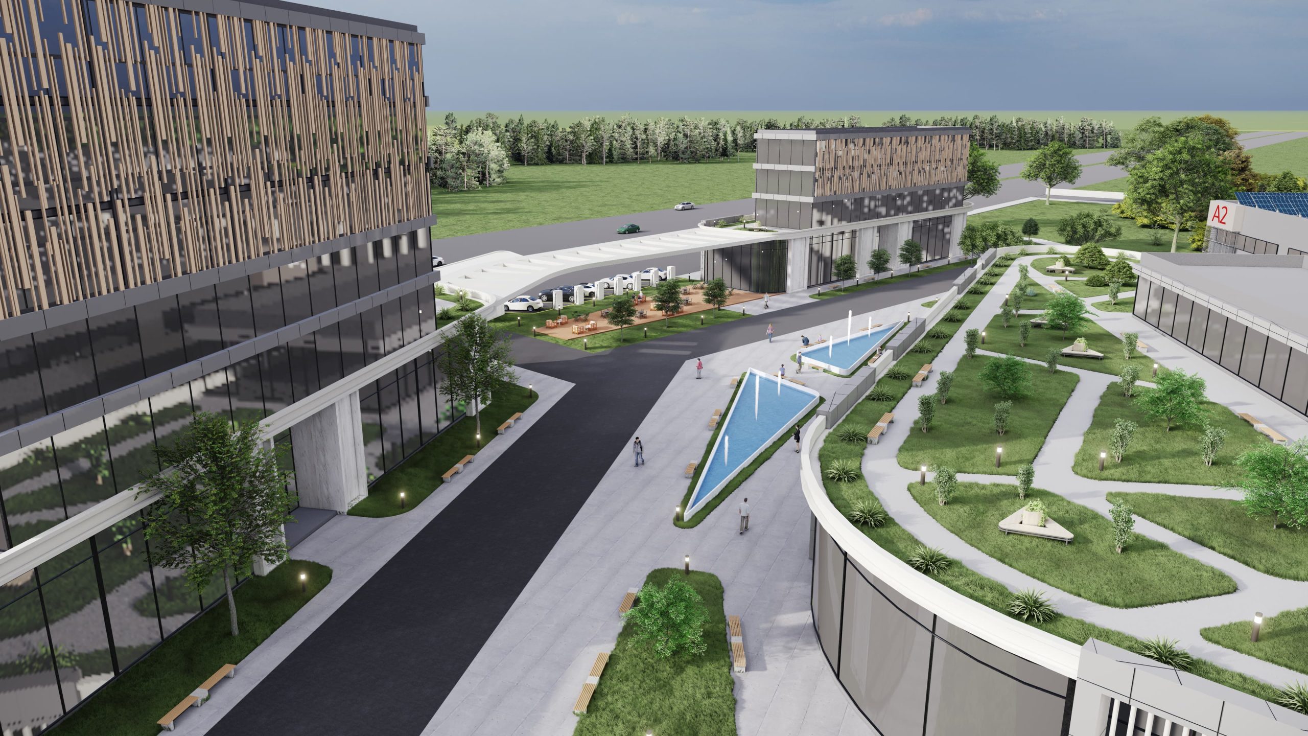 Osiaş modern mimari render görseli